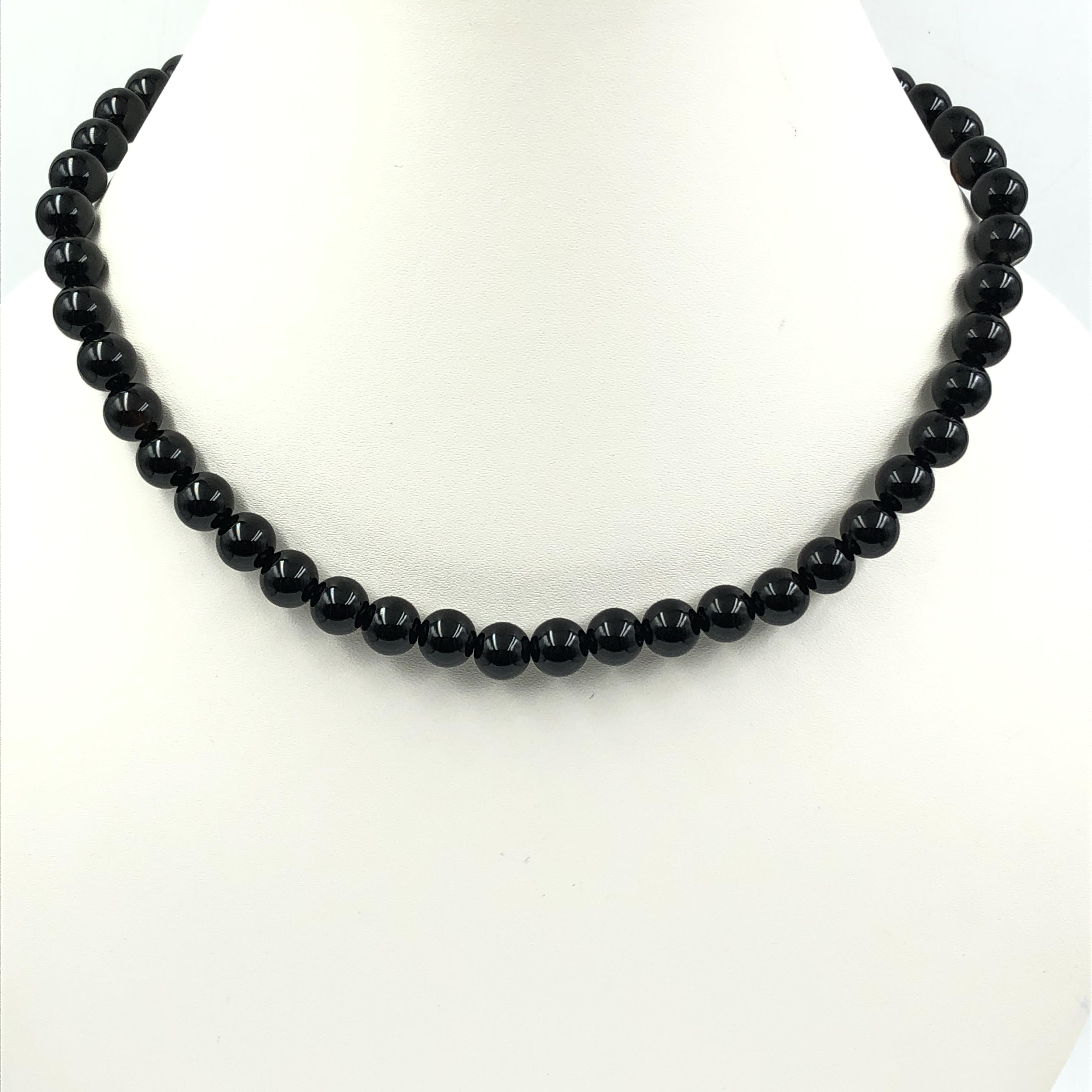 8mm Natural Black Onyx Gemstone Round Beads Choker Handmade Black Stone Necklace 17-20 For Wedding/Birthday 8BN-48