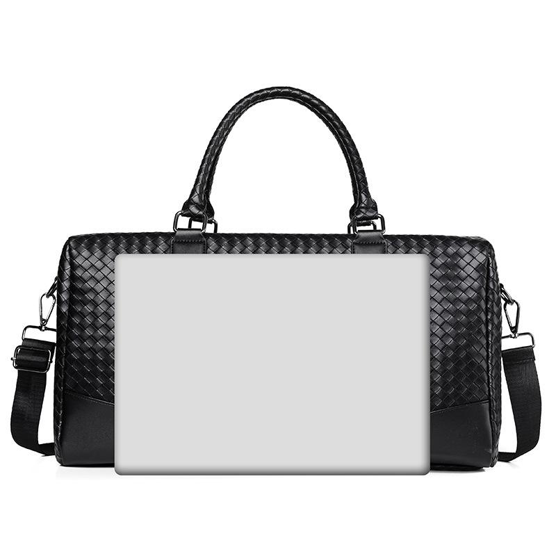 Vintage Woven Handheld Travel Bags High Quality PU Leather Large Capacity Sports Yoga Fitness Bag for Men Short Distance Trip Oblique Span Touring Bag