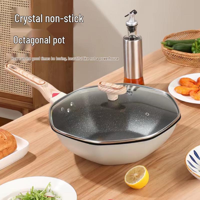 32cm Octagonal Wrought Iron Wok