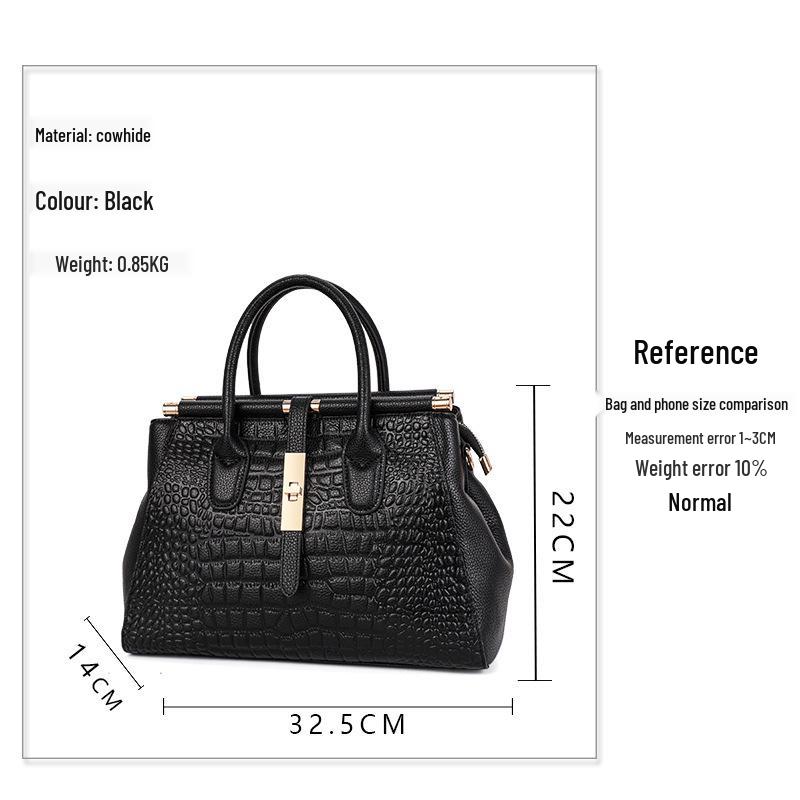 2025 Luxury Women's Genuine Leather Handbag, High-Capacity Stone Pattern Design