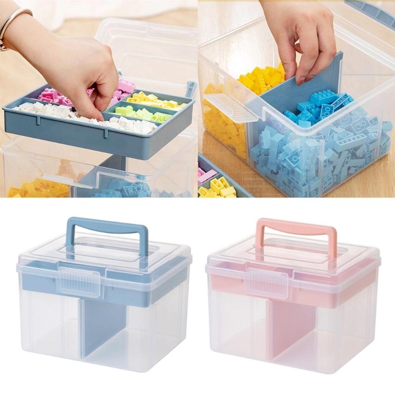 Clear Craft Stackable Storage Box with Storage Tray Storage Container for Storing Stationery Sewing Teaching Aid