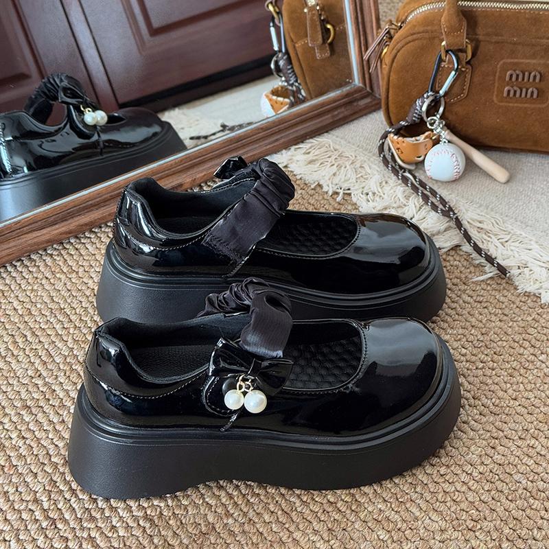 

Мода 2025Туфли с круглым носком Женские балетки Оксфорды Платформа Платье Кожа Лето Черные Криперы Новые Ретро Джейнс Весенне-летняя обувь 35 чёрный