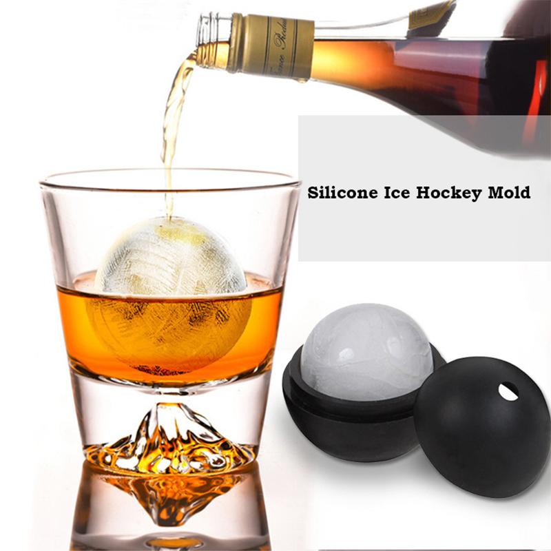 1pcs black Bar Tool Silicone Ice Hockey Mold DIY Round Ice Ball Maker Sphere Ice Cube Mold Party
