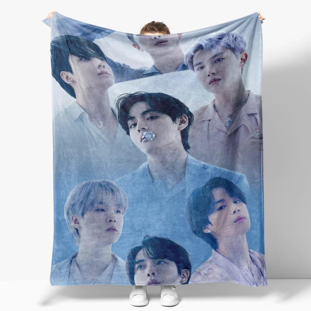 

Kpop-BTS Фланелевое одеяло для украшения дивана Пушистое клетчатое детское одеяло Кинг-сайз Роскошные пледы и накидки Cobija Bed 30x40in