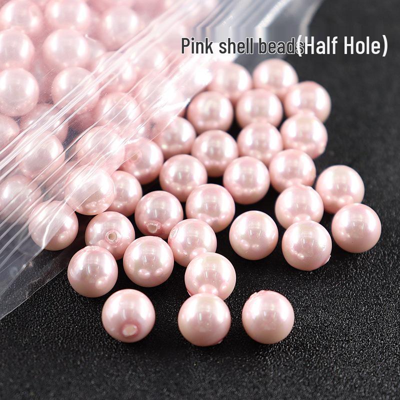 Half-drilled Round Shell Pearl Beads for DIY Jewelry: Earrings, Ornaments, Rings, Semi-finished Products, Buttons