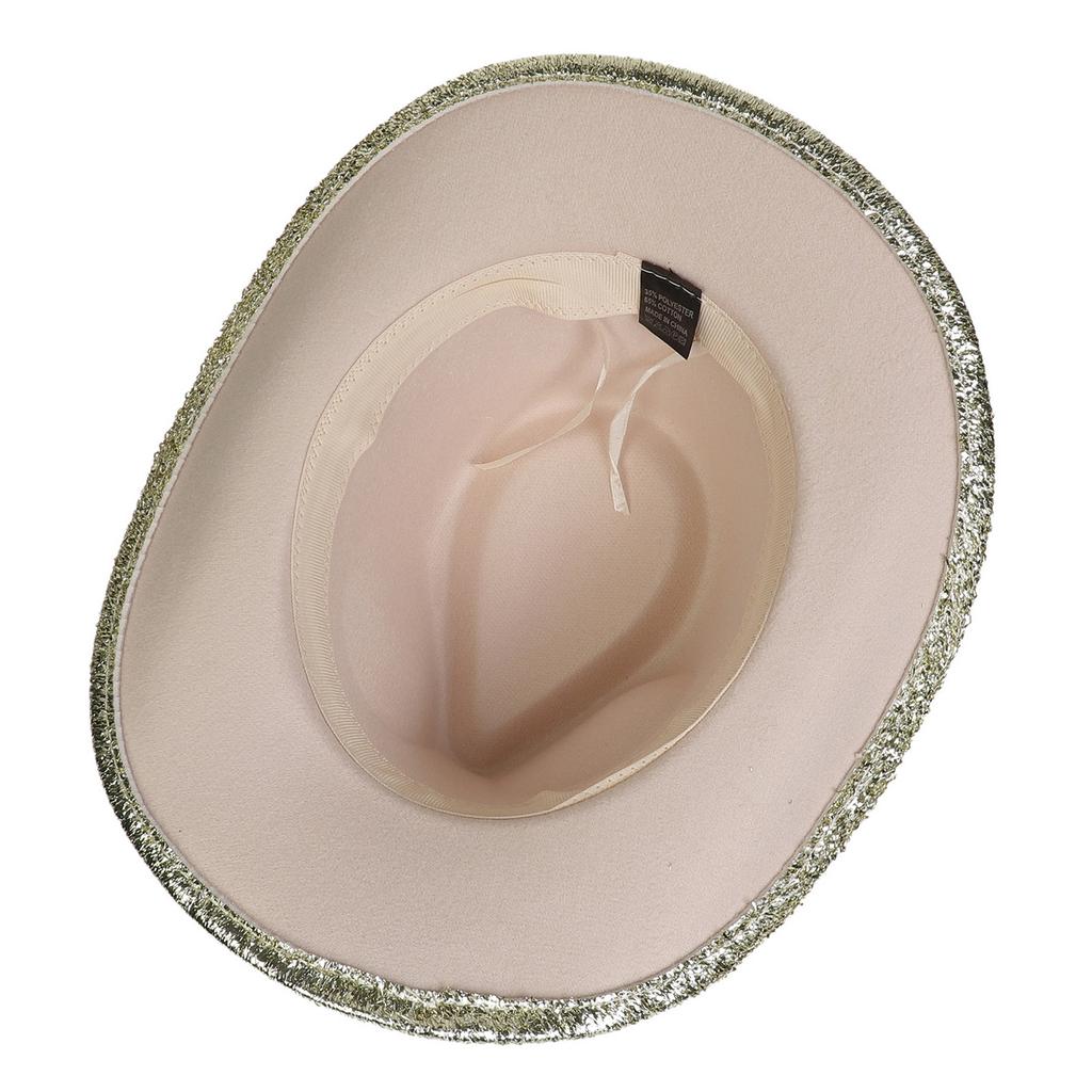 Glitzerndes Cowboyhut Unisex Westernstil Breiter Rand Fedora Hut für Party Festival Cosplay