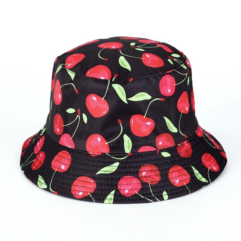 Fruit Pattern Fisherman Hat Double-Sided Panama Hat Leisure Style Beach Hat for Men Women