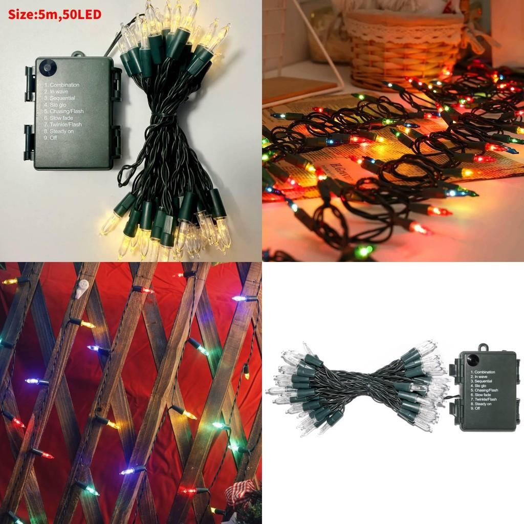 Julefarge Mini Lyslenke Med 50 LED-pærer For Feriefestdekor Og Innendørs Utendørsbruk
