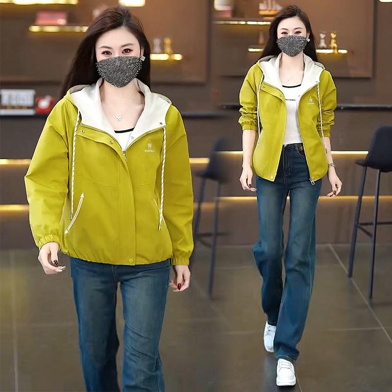 

Trendy Women s Casual Hooded Short Jacket - 2026 Spring/Autumn Collection 2XL [125-135 lbs] жовтий/зелений