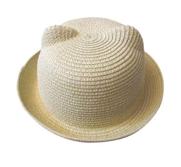 

Mistdawn Милая детская соломенная шляпа для мальчиков и девочек с кошачьими ушками и рогами дьявола, кепка-котелок, дерби, летняя пляжная шляпа от солнца бежевый