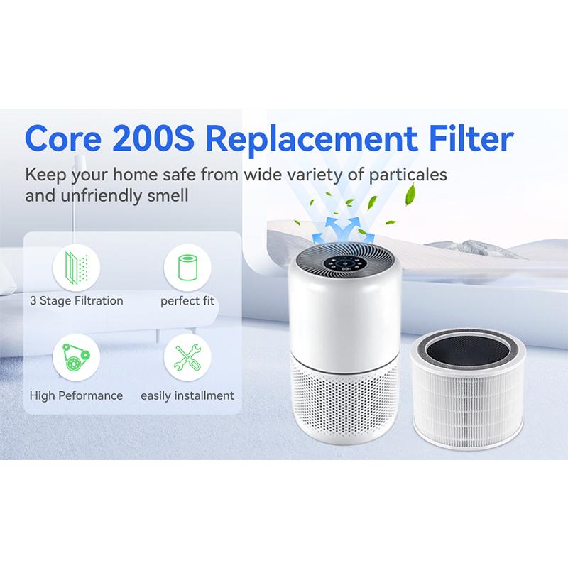1Pcs/2pcs Replacement Filter Compatible with LEVOIT Core 200S Smart WiFi Air Purifier, Fit for Levoit Core 200s Replacement Filt
