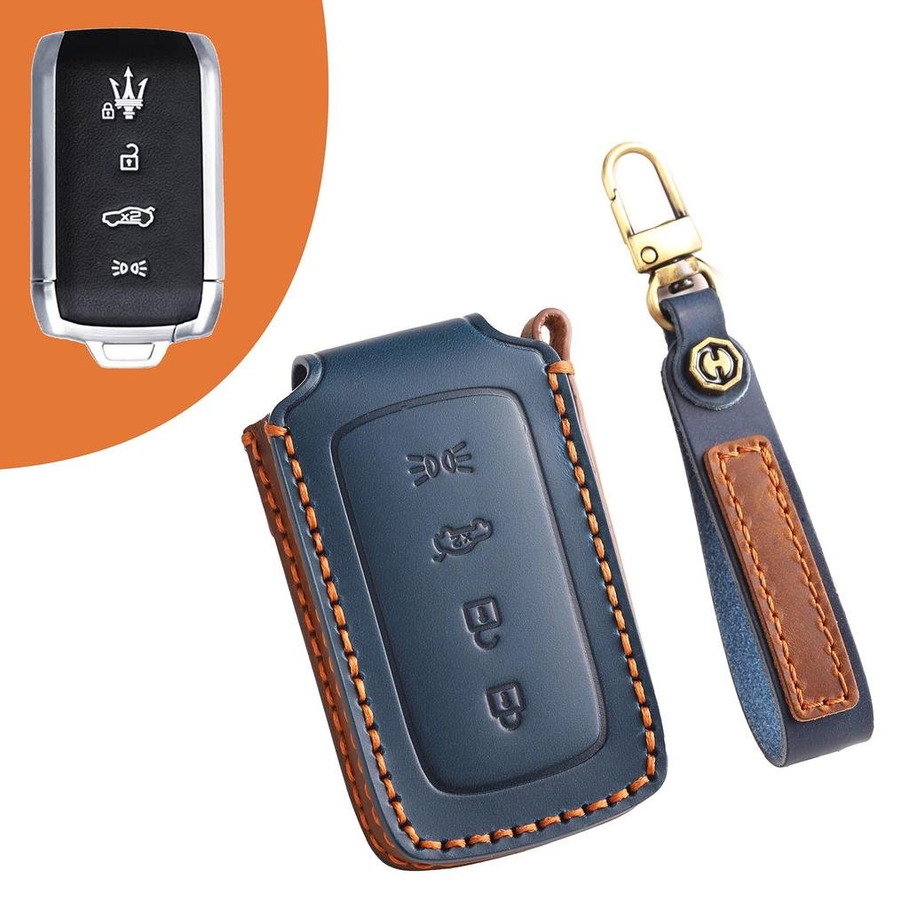 Suitable for Maserati Handmade Cowhide High-End Car Key Cover keychain car key case