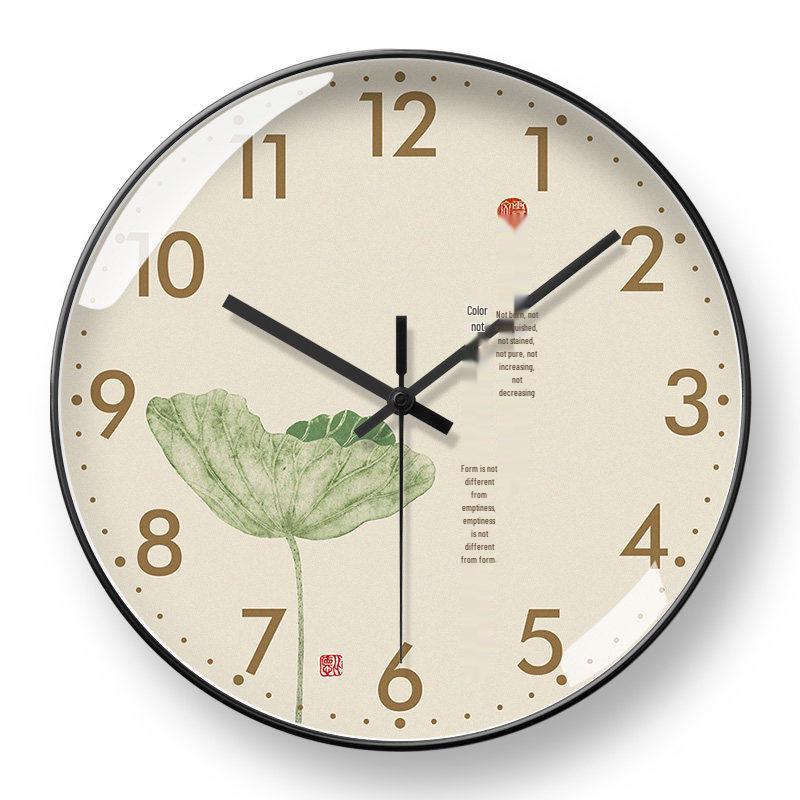 Heart Sutra Zen Style Silent Wall Clock - Automatic Time Setting Quartz Timepiece