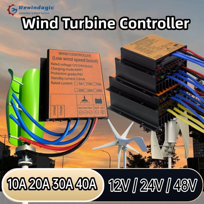 5000W 10A 20A 30A 12V 24V 48V MPPT Charge Controller Regulator For Wind Turbine Generator Windmill Alternator Battery Charger 12V 24V Auto