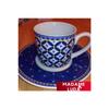 Porcelain Hand Embroidered Blue Color Patterned Authentic 12 Piece Turkish Coffee Cup Set For 6 Persons.