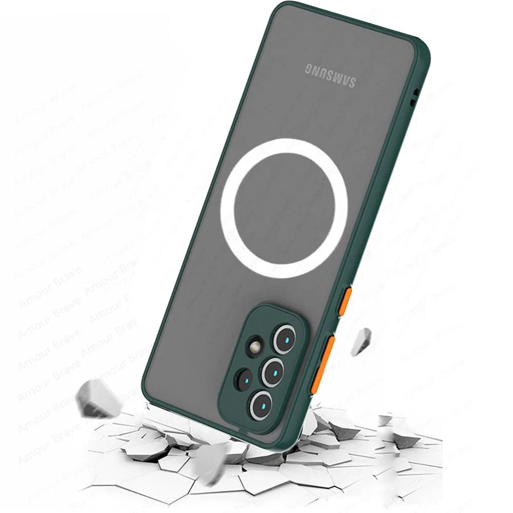 Magnetic Matte Case For Samsung Galaxy A3 G S24 Fe A13 A33 A2 A1 A12 A22 A71 For  Wireless Charge Shockproof Cover