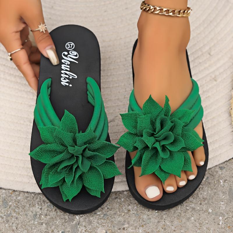 Women's, Flower Flat Slippers, Flip Flops, Flip Flops, Women's, Outerwear, Beach, Flat Slippers