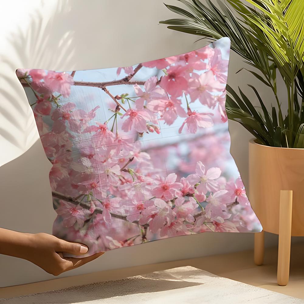 Beautiful Kaido Cherry Blossoms Pillow Case Linen Cushion Covers For Decorative Sofa Home Pillows Case Car Chair Pillows Cases