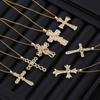 Micro-Set Zircon Cross Pendant Necklace For Women Fashion Versatile Collarbone Chain