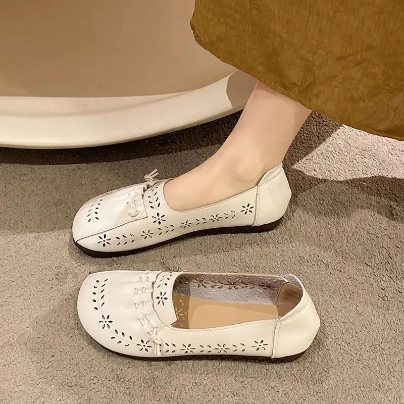 Fashion Green Moccasins White Shoes for Women Low Heel Elegant Woman Flats Dress Fashionable Cheap Clearance Y2k Price Social Wholesale