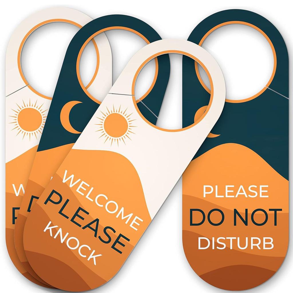 5pcs Colored paper double-sided Do Not Disturb and Welcome Knock signs for hotel door handles, perfect as a holiday gift.