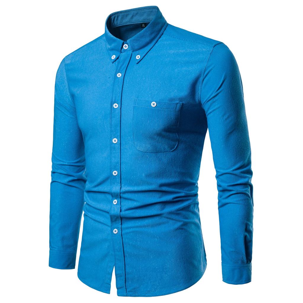 Men's Solid Color Jacket With Pockets Large Size Long Sleeve Shirt Casual Sports Jacket