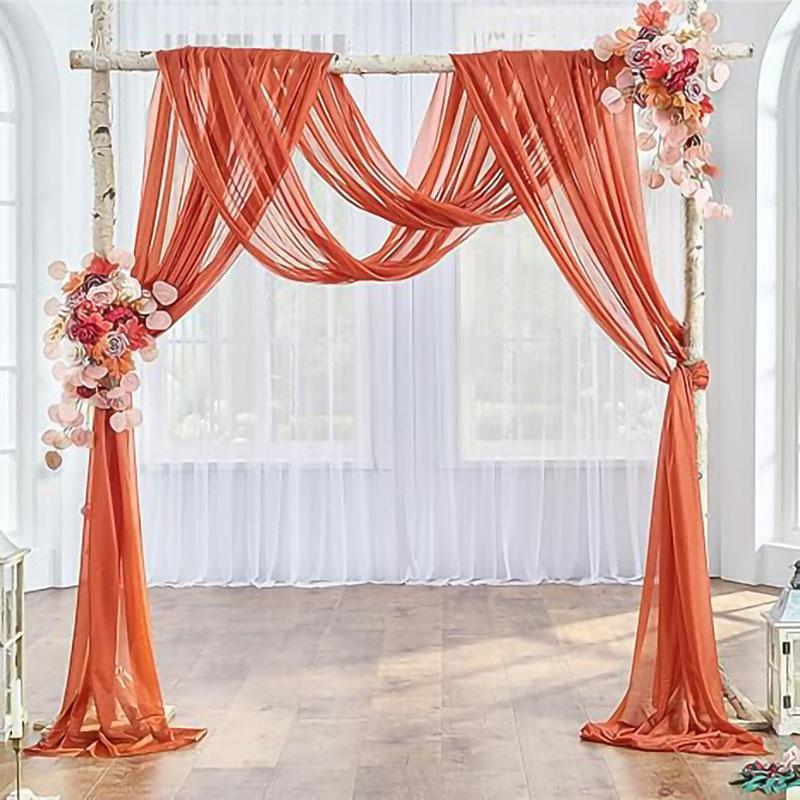 Bryllupsbue drapering stoff rene buegardiner Burgund chiffon utendørs gardinbakgrunn for bryllupsseremoni Fest takdekor