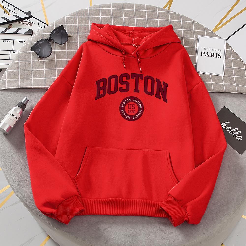 Boston City Us Gegründet 1630 Hoodies Frauen Warm Bequeme Pullover Mode Lässig Weibliche Mit Kapuze Basic Sweatshirt