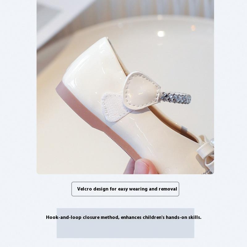 Spring and Autumn New Korean Style Girls Crystal Shoes Sequined Soft Bottom Leather Shoes