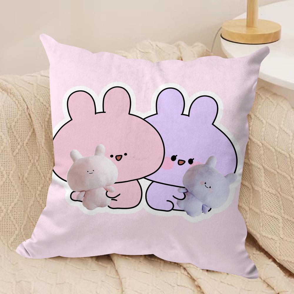Cartoon Cute Asamimichaan Cushion Cover Silky Short Plush DoubleSided Printed Pillow Case for Sofa All Seasons Home Decor Gift