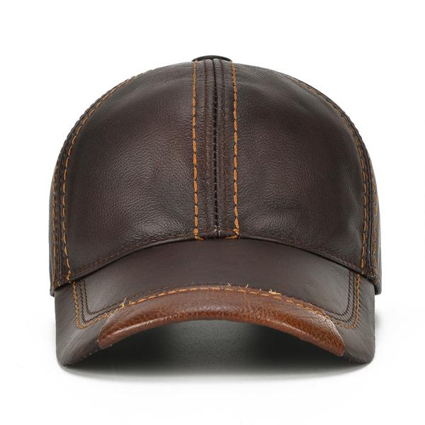 Men Real Cowhide Leather Earlap Caps 
