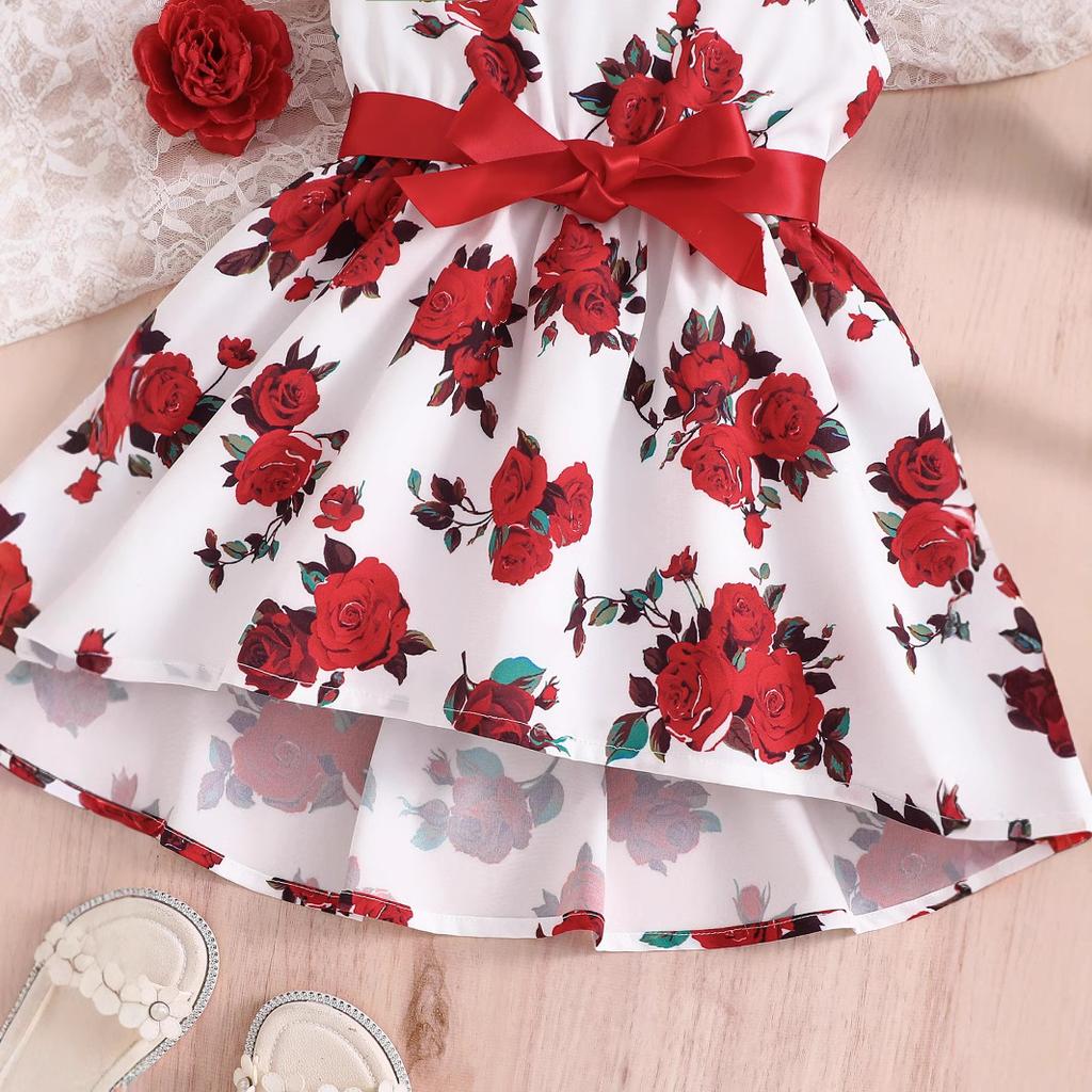 Girls' Vintage Rose Holiday Dress Summer Kids' Camisole Dress