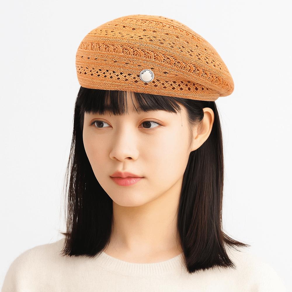Japanese Style Hollowed Out Beret Hat Vintage Crochet Knitted Cap Weave Painter Hat Holiday