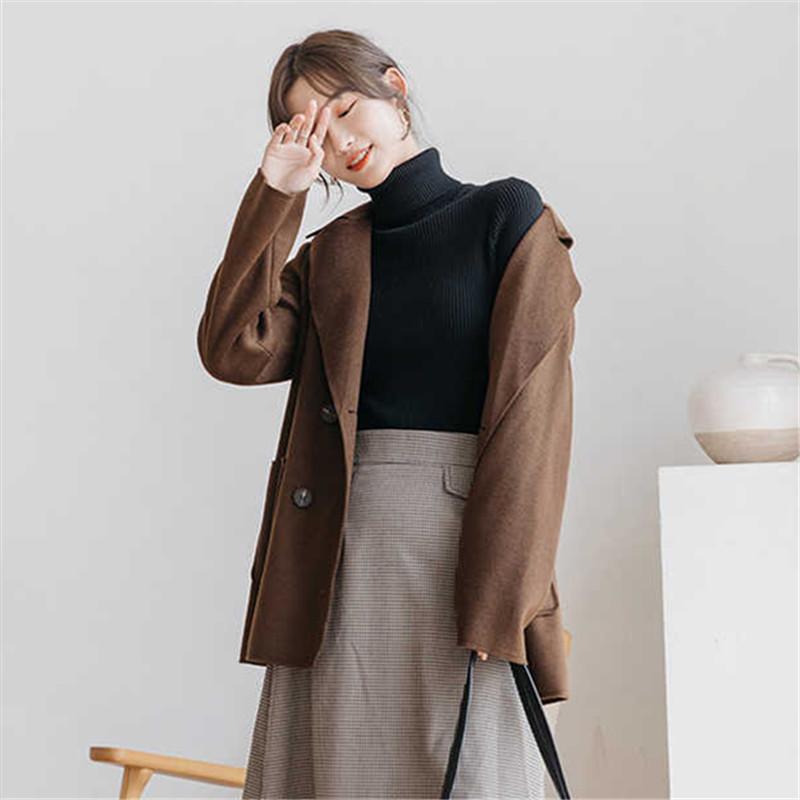 Autumn and Winter Turtleneck Knitted Sweater Women's Long Sleeved Slim Fit Tops Solid Color Fashion Versatile Bottoming Shirt Elegant Inner Clothing