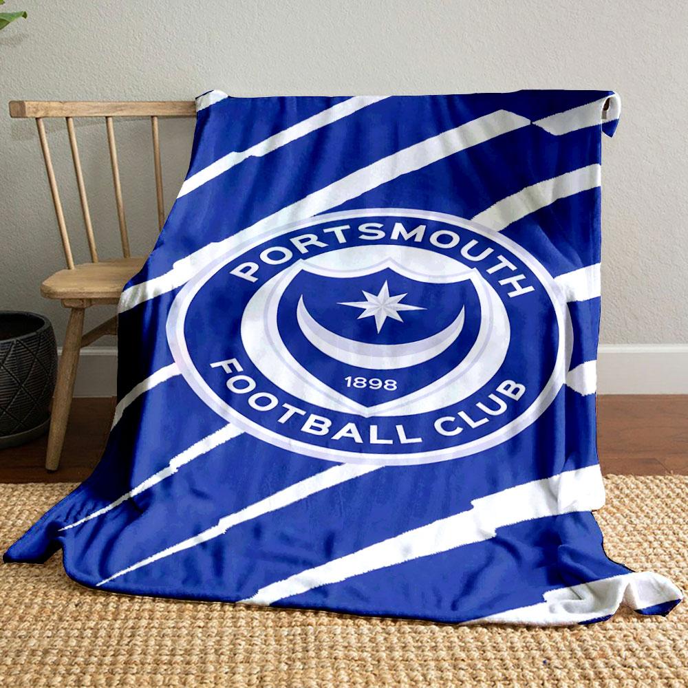 Portsmouth FC Logo Blanket Design Patterned blanket, flannel, suitable for all seasons, home decor, warm and cozy