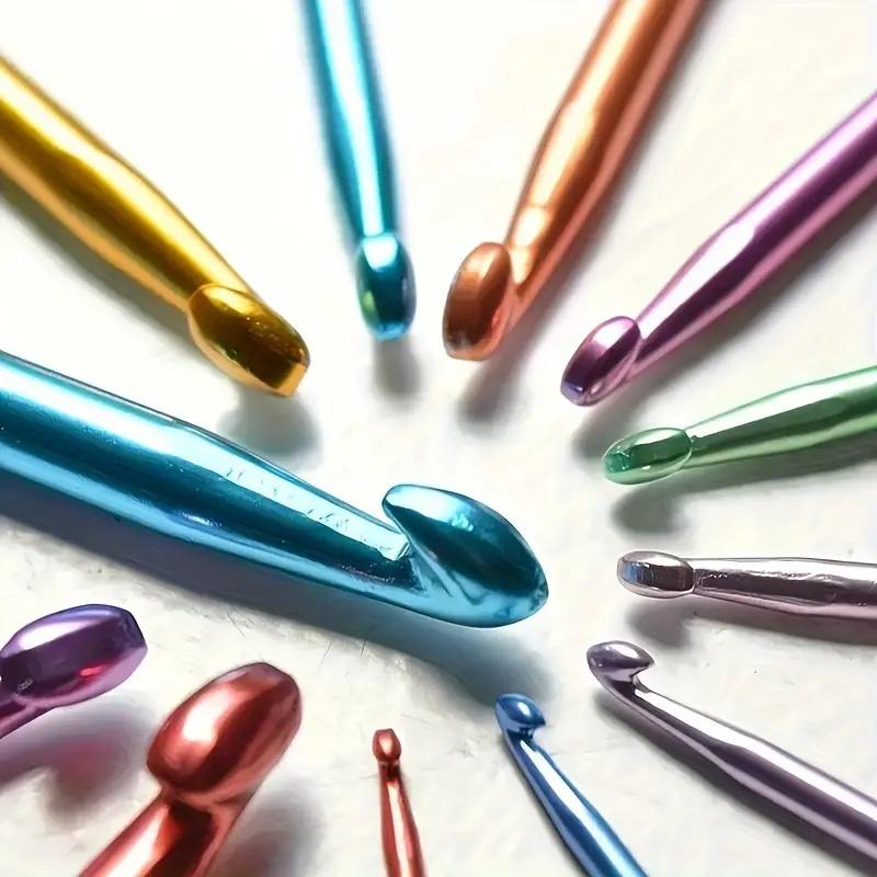 16pcs Metal Handle Crochet Hook Colorful Aluminum Knitting Needles Single Head Crochet Knitting Yarn Crafts DIY Apparel Needles