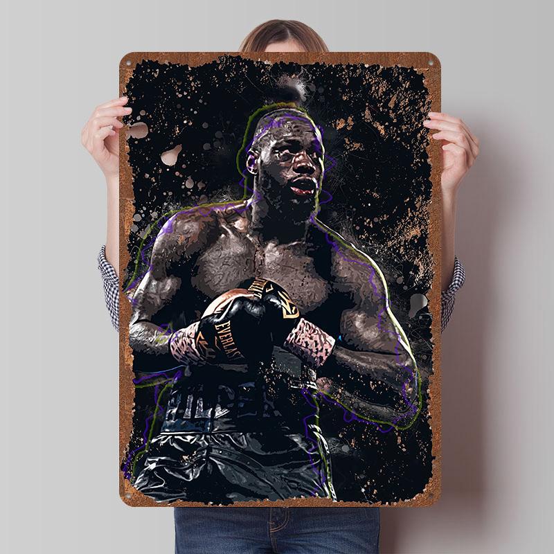 Deontay Wilder Boxer Metal Posters Custom Vintage Metal Signs Wall Art Tin Plaque for Man Cave Bedroom Decorations Home Decor