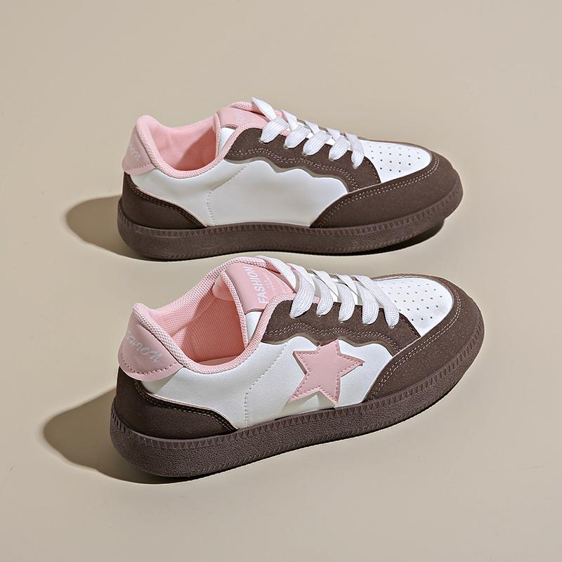 Retro Thick Soled White Shoes for Women's Spring Summer New Round Toe Casual Lace Up Simple Comfortable Women's Board Shoes