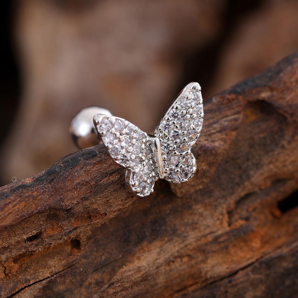 Orecchini a Bottone per Cartilagine in Acciaio Inossidabile Zircone, Semplici e Personalizzati, Orecchini Raffinati e Piccoli Micro-intarsiati, Gioielli per Piercing