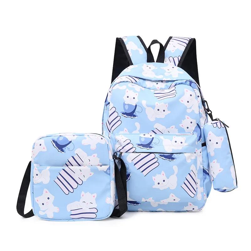 Crossten 3pcs/set High School Bags for Women Boys One Shoulder Bag Backpacks Big Student Travel Bag Men School Backpack Mochila