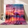 Sunset Flamingo Print Blanket Warm Soft Fluffy Kids Adult Luxury Gifts for Sofa Bed Home Outdoor Travel Camping Multisize