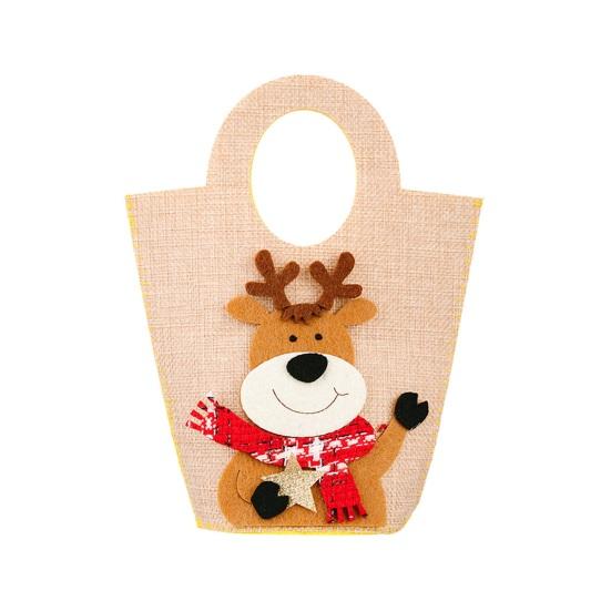 Christmas Gift Bags with Handles Santa Reindeer Snowman Holiday Tote Bag Thick Non-Woven Handbag Party Favor Bags for Kids Holiday Events