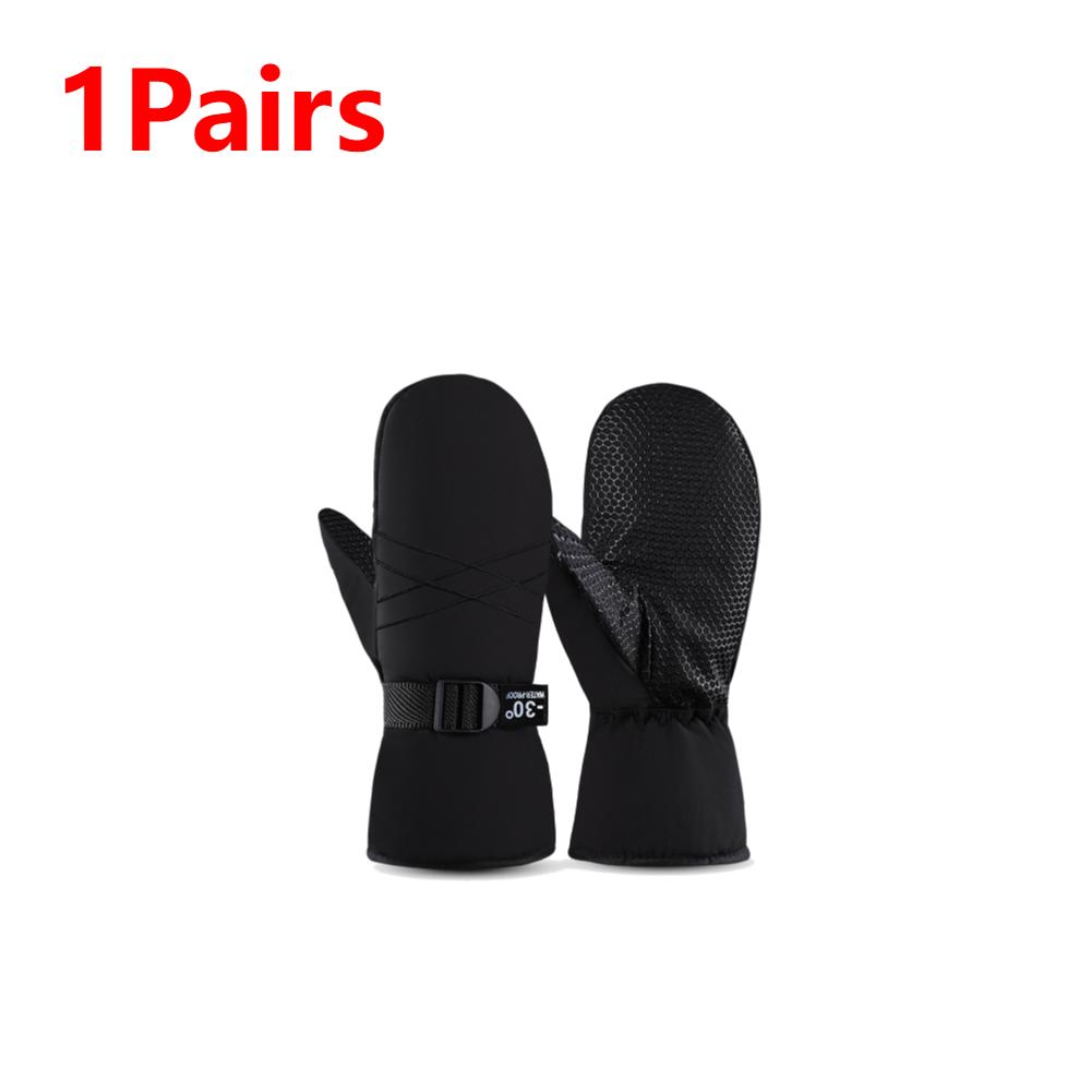 Ski Mittens Waterproof Snow Gloves Thermal for Men Women Windproof Lining Adjustable Wrist Strap Snowboarding Winter Gear