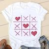 Womens White Short Sleeved Tshirt  Sunflower Bicycle Printed Casual Summer Fashion Tshirt with Rose Heart Pattern Top