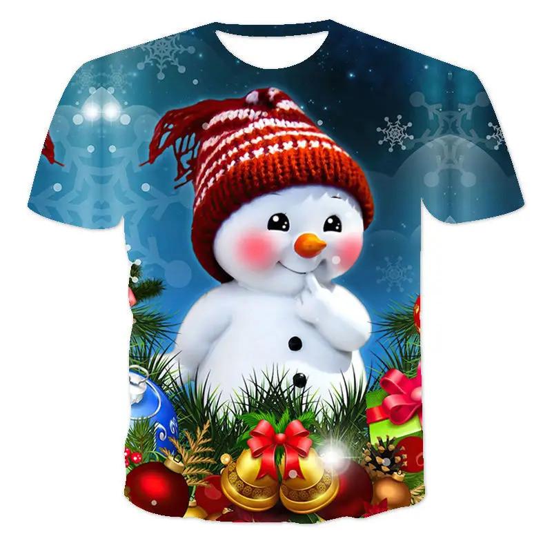 Neutral Santa Claus 3D printed T-shirt men's casual short sleeved top T-shirt fun street wear fashionable fun Christmas T-shirt