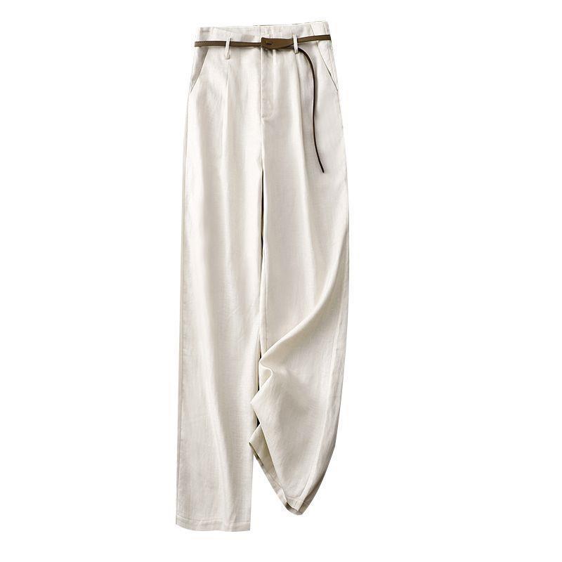 

High-Waisted Wide-Leg Cotton-Linen Women s Winter/Autumn Casual Pants XL (130-145 lbs) природний/Лляний
