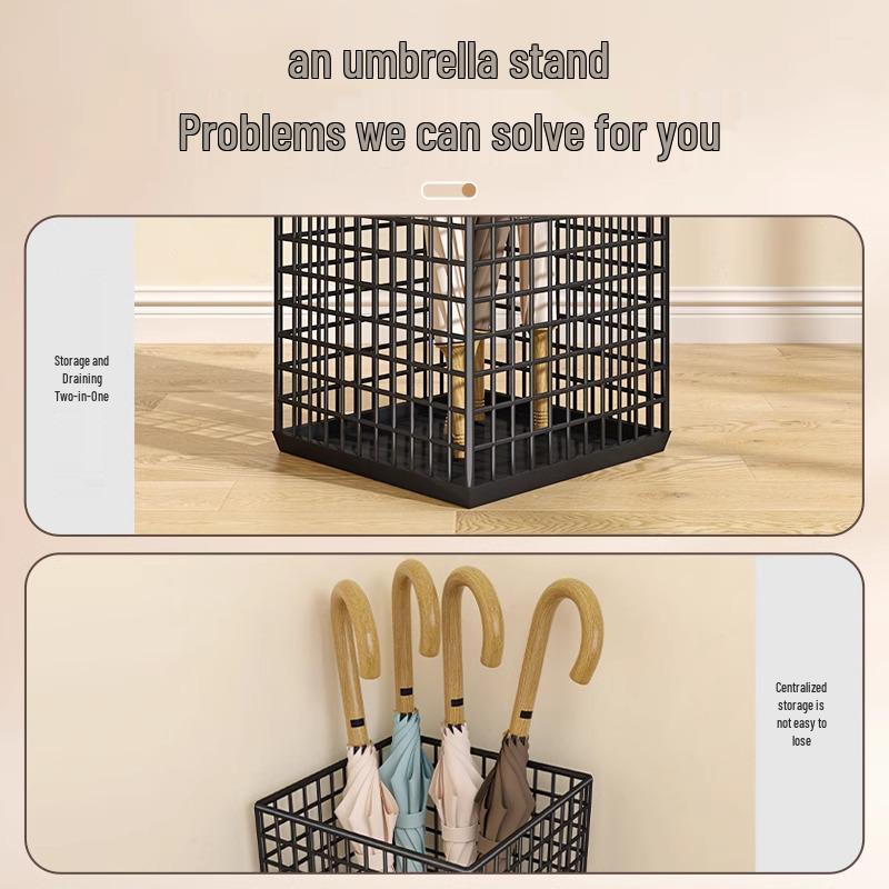 Umbrella Stand: Household & Commercial Storage Rack with Hanging and Draining Feature for Doorways