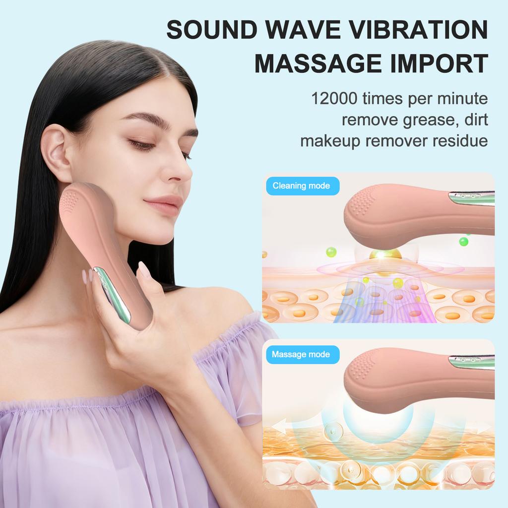 Silicone Facial Cleansing Brush 6 Gears 2 Modes Microcomputer Constant Temp Hot Compress Ultrasonic USB Portable Commercial Use