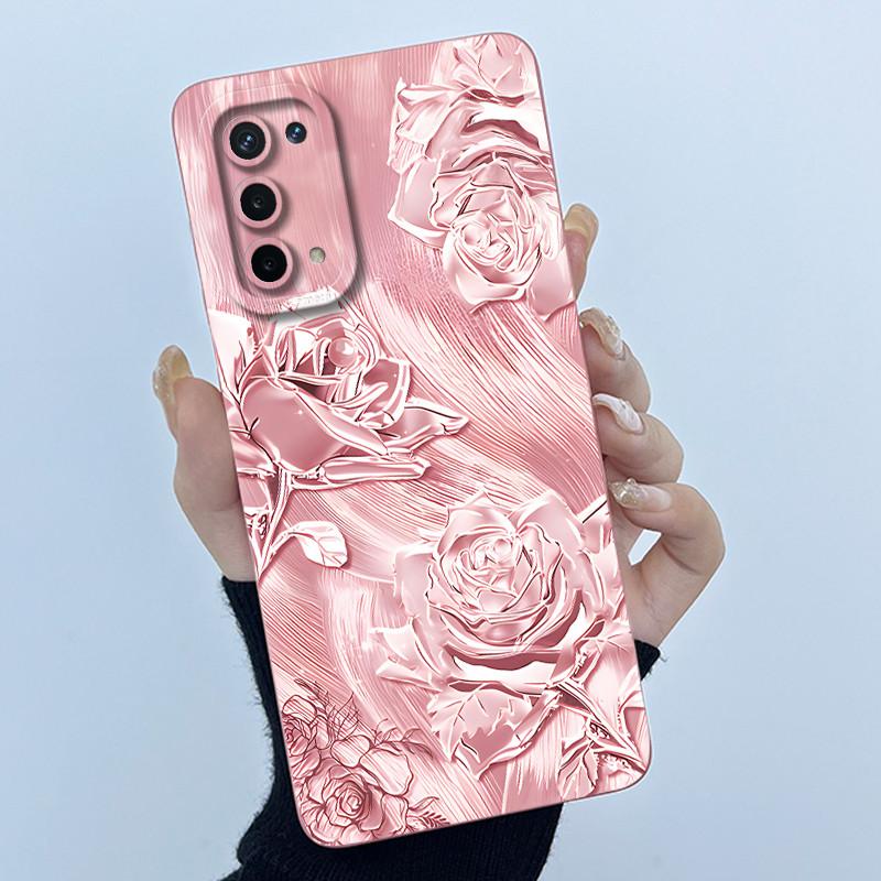 

For Oppo A74 5G CPH2197 Phone Case Oppo A93 5G Cover Fashion Simplicity Flowers Soft Liquid Silicone Shell For OppoA74 5G Fundas OPPO A74 5G