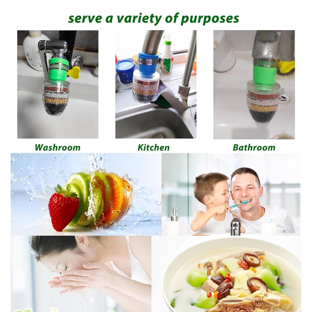 6 Layers Faucet Water Filter Tap Purifier 360° Rotatable Coconut Charcoal Nozzle for Faucet Kitchen Household Water Filter